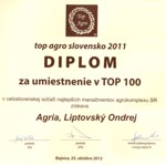 Diplom za umiestnenie v TOP 100
